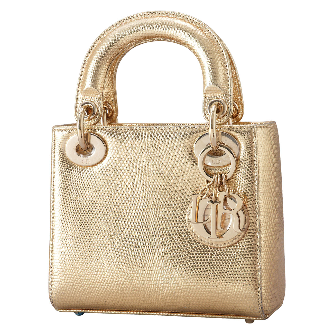 CHRISTIAN DIOR(USED)디올 리자드 레이디디올 미니 골드 & 트윌리